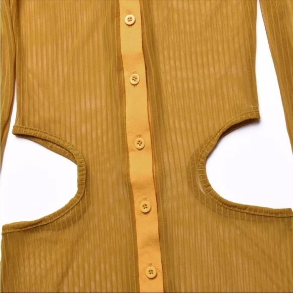 Cabo Casual Slim Fit See Through Cut-Out Long Sleeves Coverup Midi Dress. - Picture 6 of 11